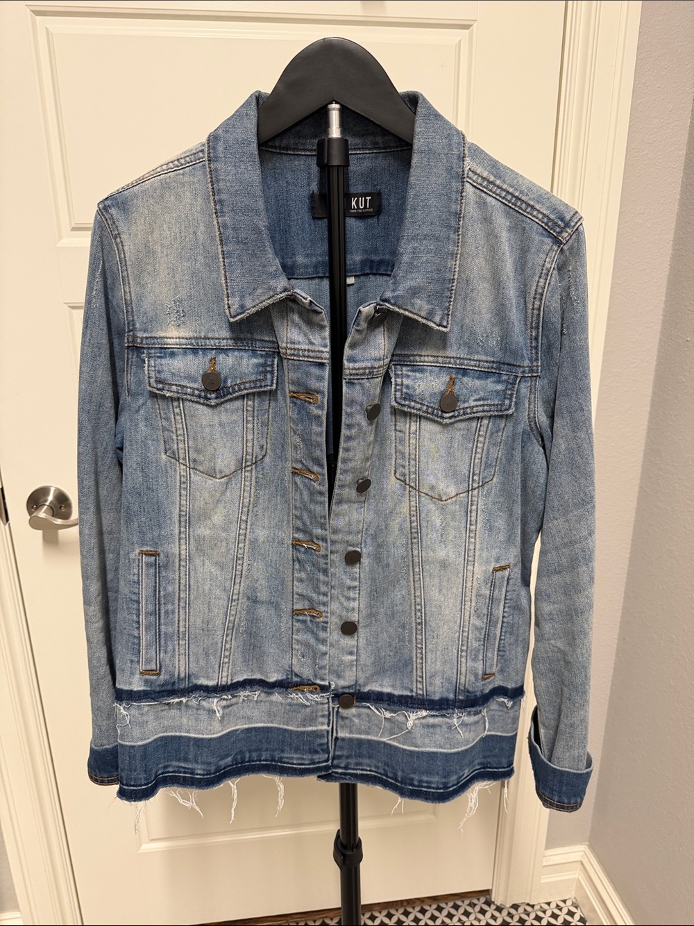 Kut from the Kloth Light Wash Distressed Denim Jacket